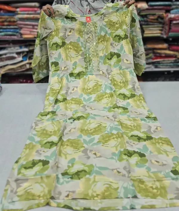 Premium Liva Certified Rayon Embroidery Straight Kurti with Side Cut | SD38